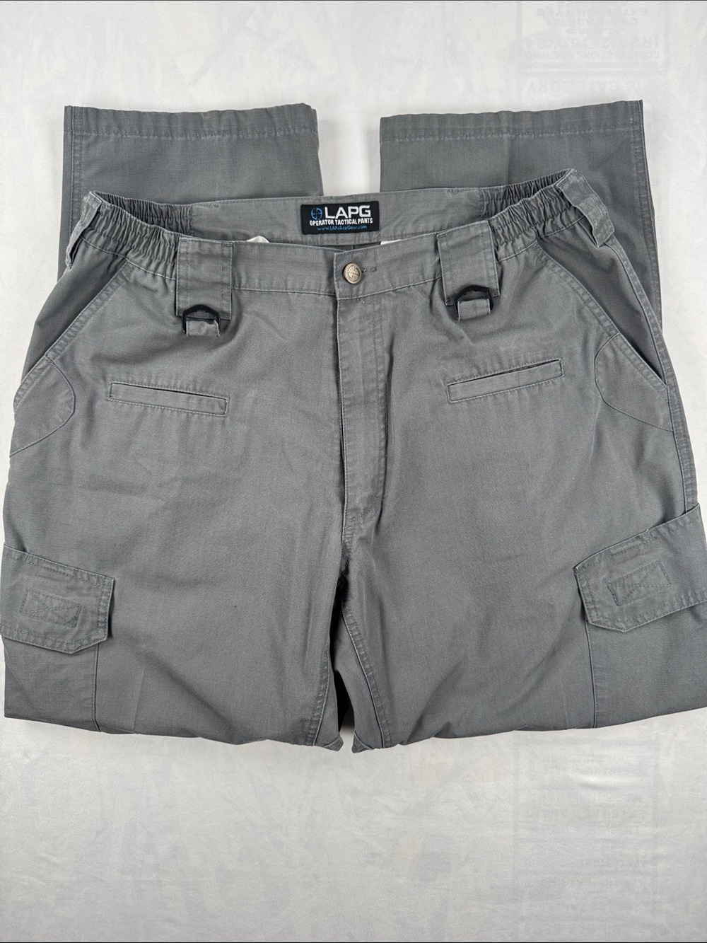 LAPG Men's Gray Tactical Cargo Pants with 8 Pockets and Stretch Waist